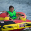 child's green pfd